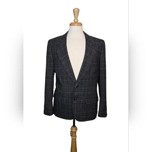Men's Charcoal Plaid Sport Coat Blazer - Brand Unspecified